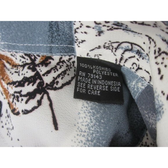 Memo's vintage 90s Men shirt CLUB/DISCO long sleeve pit to pit 24 abstract poly - Picture 7 of 8